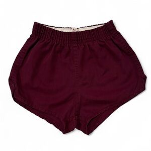 Vintage 90s Soffe Athletic Pull-On Shorts Side Slits Maroon Girl Medium